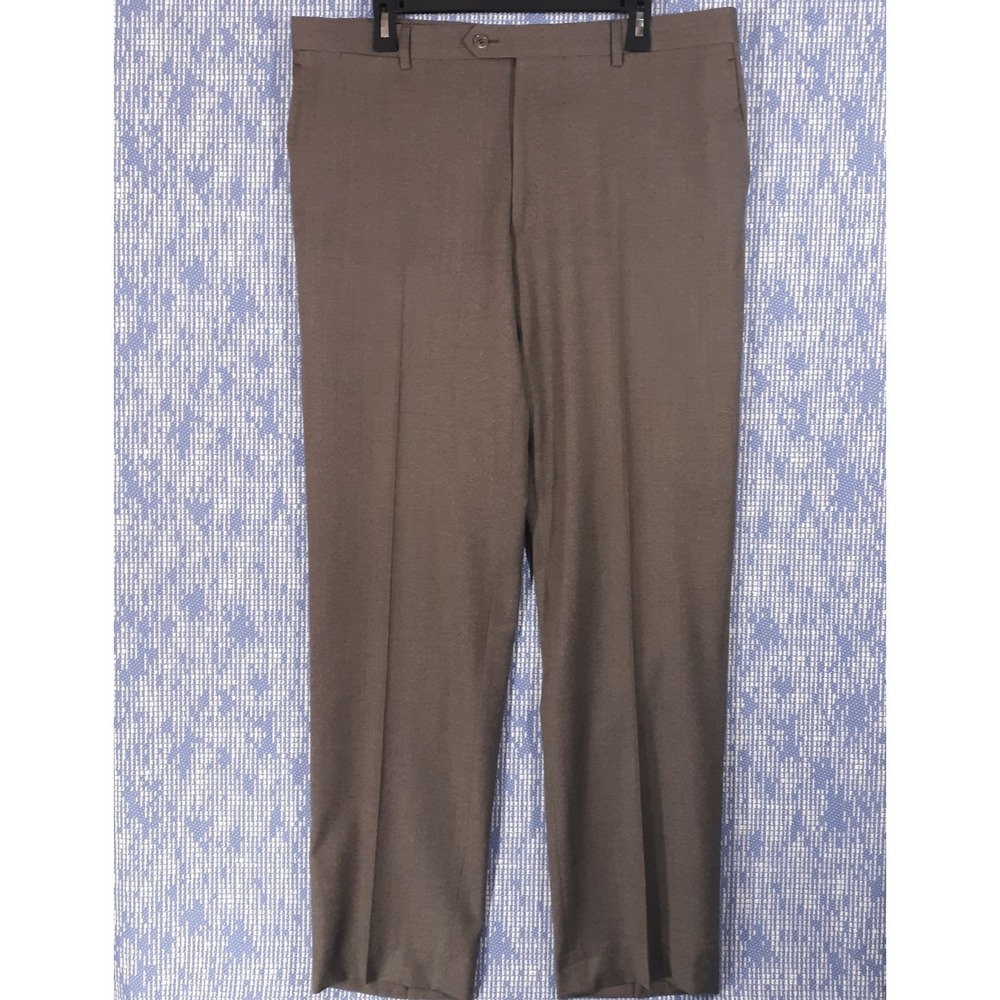 Byron British Style Dress Pants 100% Wool Mens 38 x 33 Balmoral Flat Light Brown